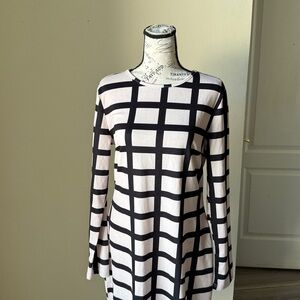 SHEIN Black and tan Grid Long Sleeve Dress size 12.